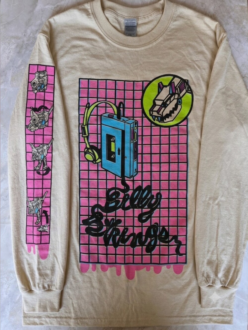 Billy Strings Vaporwave Cotton Retro 80s Neon Graphic Band Tee Size S Streetwear